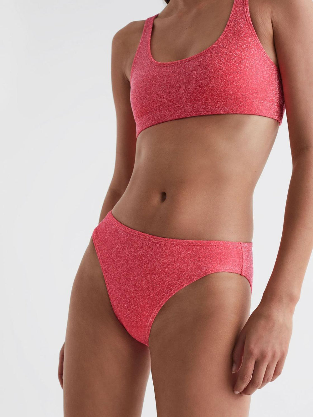 Reiss Swimwear | Good American Sparkle Bikini Bottoms Bright Coral - Women