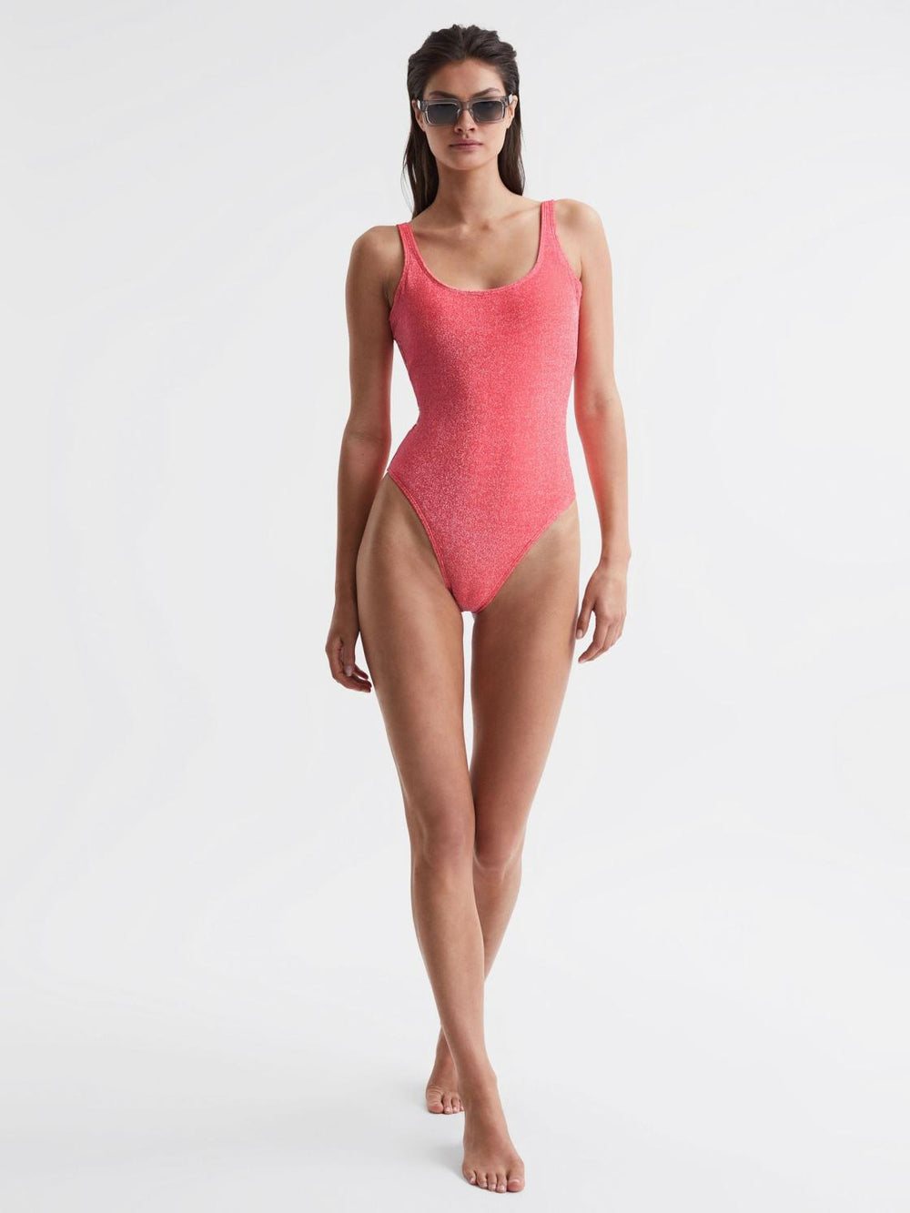 Reiss Swimwear | Good American Sparkle Swimsuit Bright Coral - Women