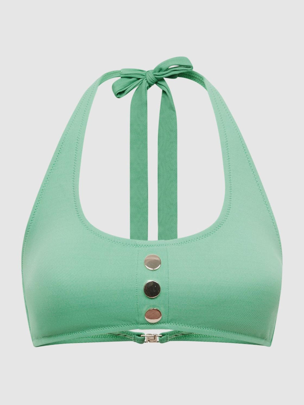 Reiss Swimwear | Iris Halter Bikini Top With Button Detail Seafoam - Women