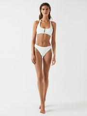 Reiss Swimwear | Iris Halter Bikini Top With Button Detail Seafoam - Women