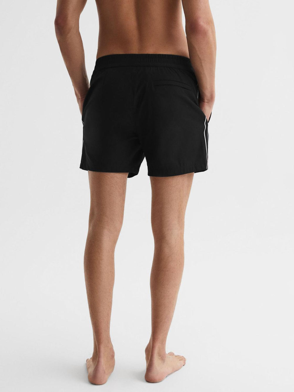 Reiss Swimwear | Jesse Elasticated Waistband Striped Swim Shorts Black - Men