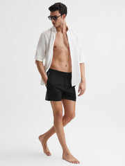 Reiss Swimwear | Jesse Elasticated Waistband Striped Swim Shorts Black - Men