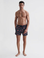 Reiss Swimwear | Moorise Vilebrequin Turtle Print Swim Shorts Black/red - Men