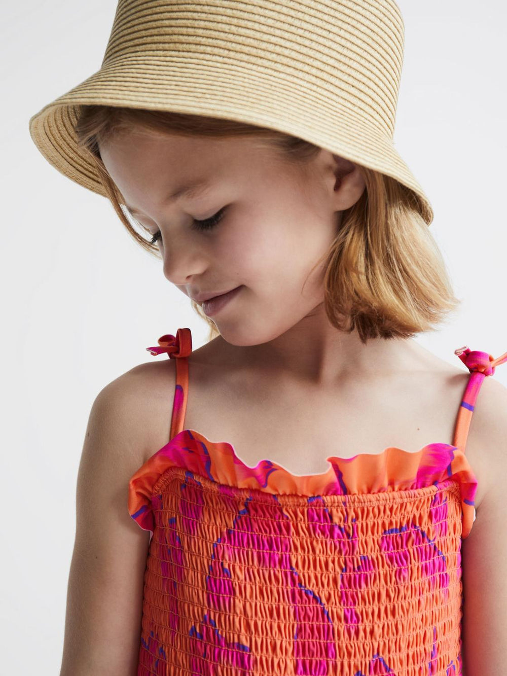 Reiss Swimwear | Nelli Floral Swimsuit Orange Print - Children