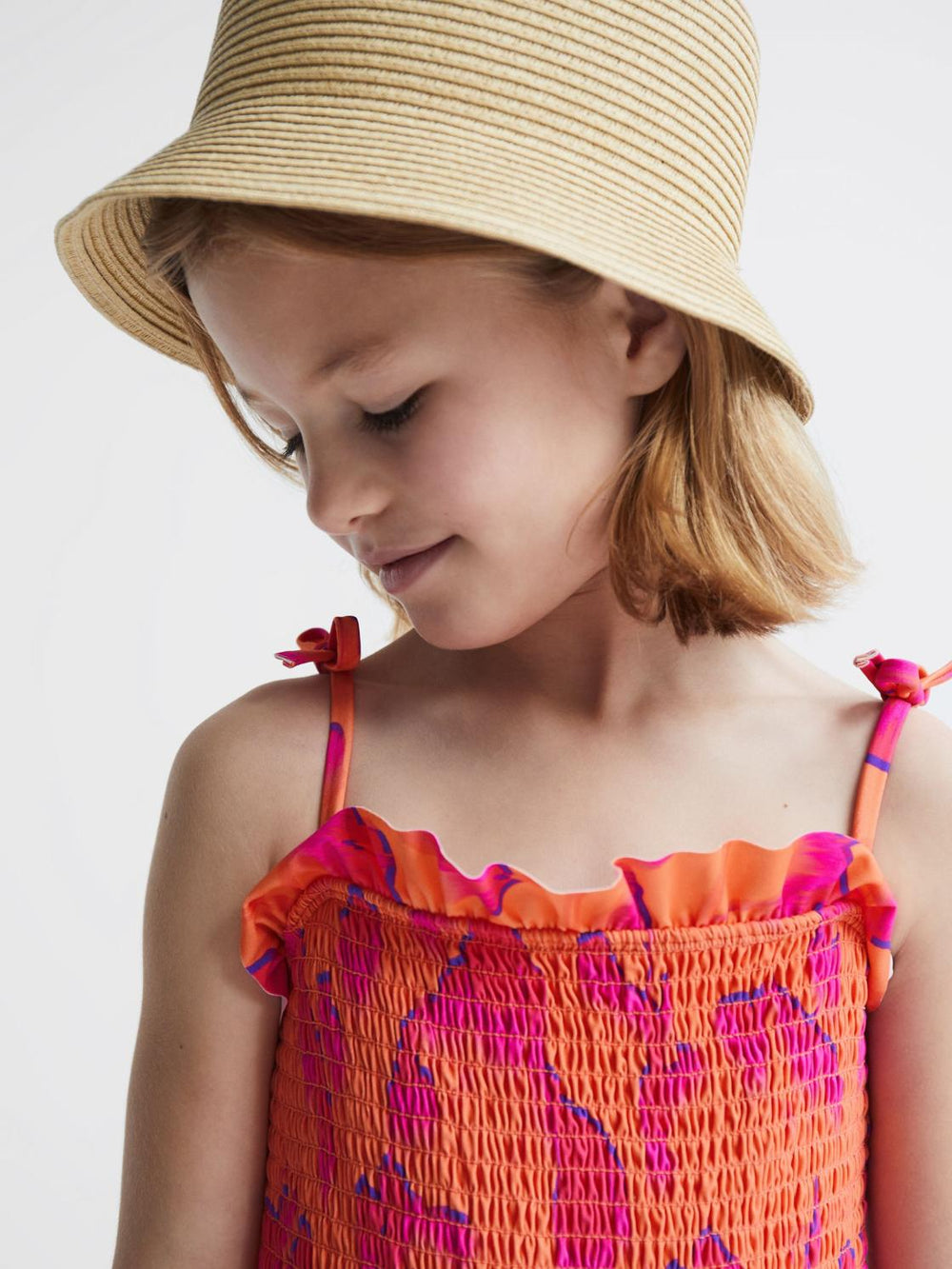 Reiss Swimwear | Nelli Floral Swimsuit Orange Print - Children
