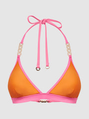 Reiss Swimwear | Rutha Colourblock Halter Bikini Top Orange/pink - Women