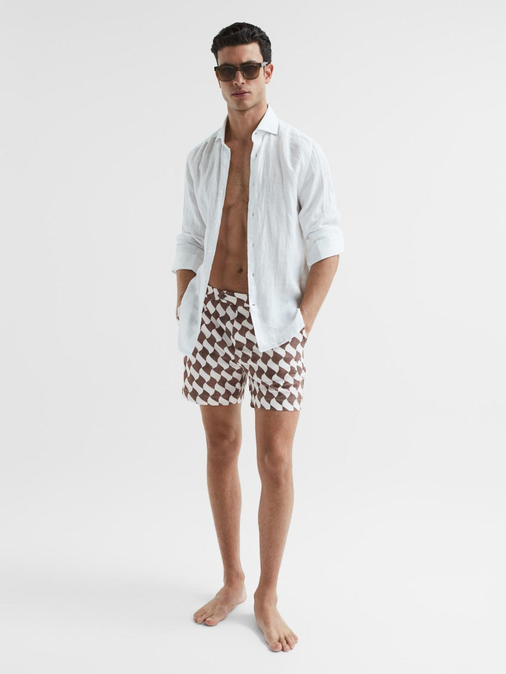 Reiss Swimwear | Santorini Abstract Print Swim Shorts Rust/ecru - Men