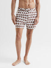Reiss Swimwear | Santorini Abstract Print Swim Shorts Rust/ecru - Men