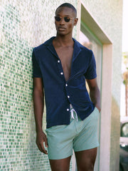 Reiss Swimwear | Shape Printed Drawstring Swim Shorts Airforce Blue/white - Men