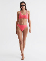 Reiss Swimwear | Sparkle Good American Sparkle Scoop Bikini Top Bright Coral - Women