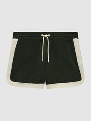 Reiss Swimwear | Surf Drawstring Contrast Swim Shorts Bottle Green/white - Men
