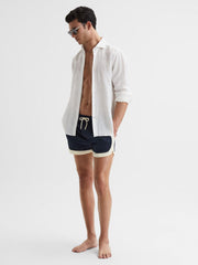 Reiss Swimwear | Surf Drawstring Contrast Swim Shorts Navy/white - Men