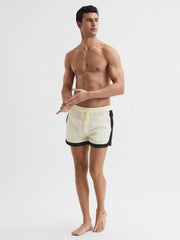 Reiss Swimwear | Surf Drawstring Contrast Swim Shorts White/bottle Green - Men