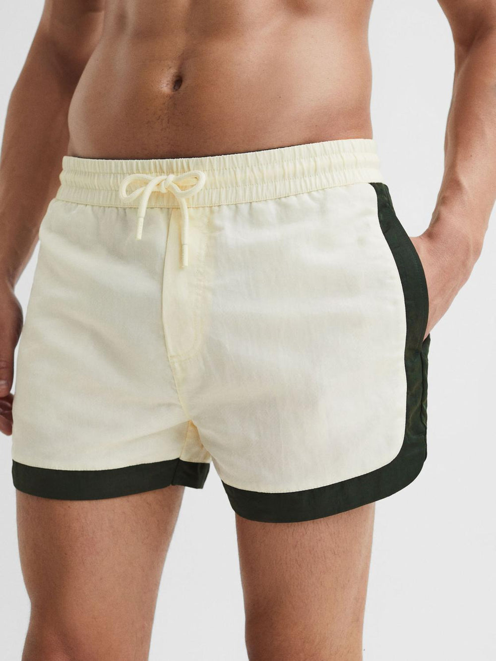 Reiss Swimwear | Surf Drawstring Contrast Swim Shorts White/bottle Green - Men