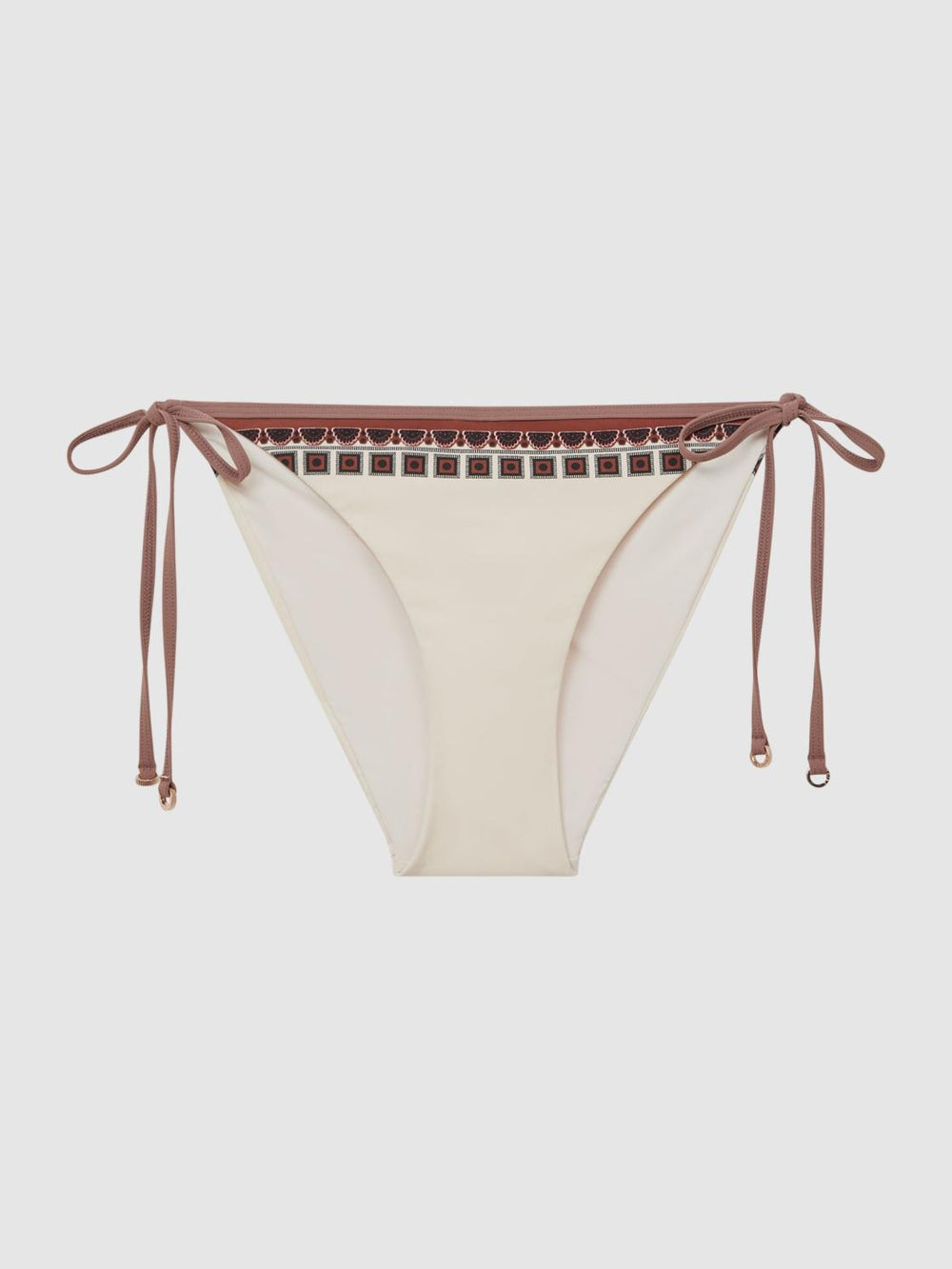 Reiss Swimwear | Tina Printed Trim Bikini Bottoms Tan - Women