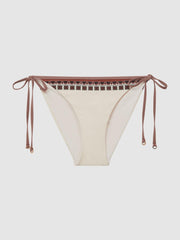 Reiss Swimwear | Tina Printed Trim Bikini Bottoms Tan - Women