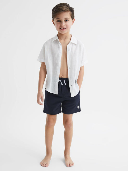 Reiss Swimwear | Wave Plain Drawstring Swim Shorts Navy - Children