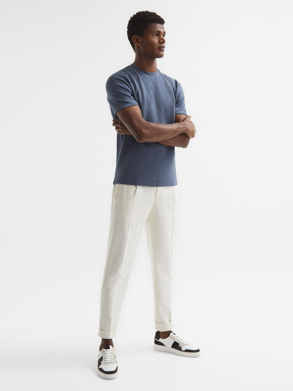Reiss T-Shirts | Cooper Honeycomb Short Sleeve T-Shirt Airforce Blue - Men