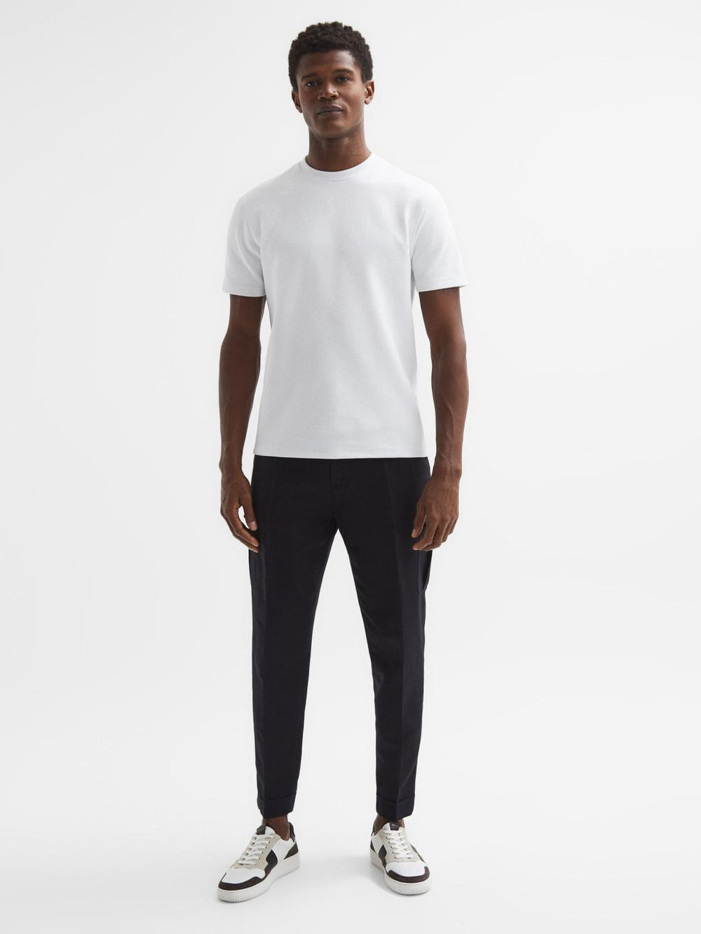 Reiss T-Shirts | Cooper Honeycomb Short Sleeve T-Shirt Airforce Blue - Men