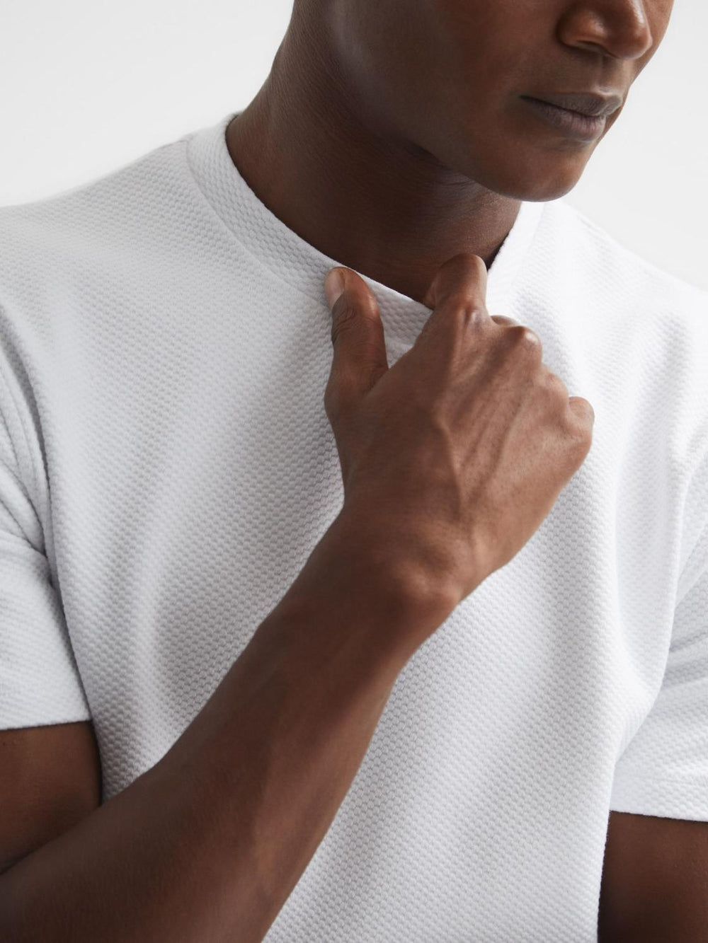 Reiss T-Shirts | Cooper Honeycomb Short Sleeve T-Shirt Airforce Blue - Men