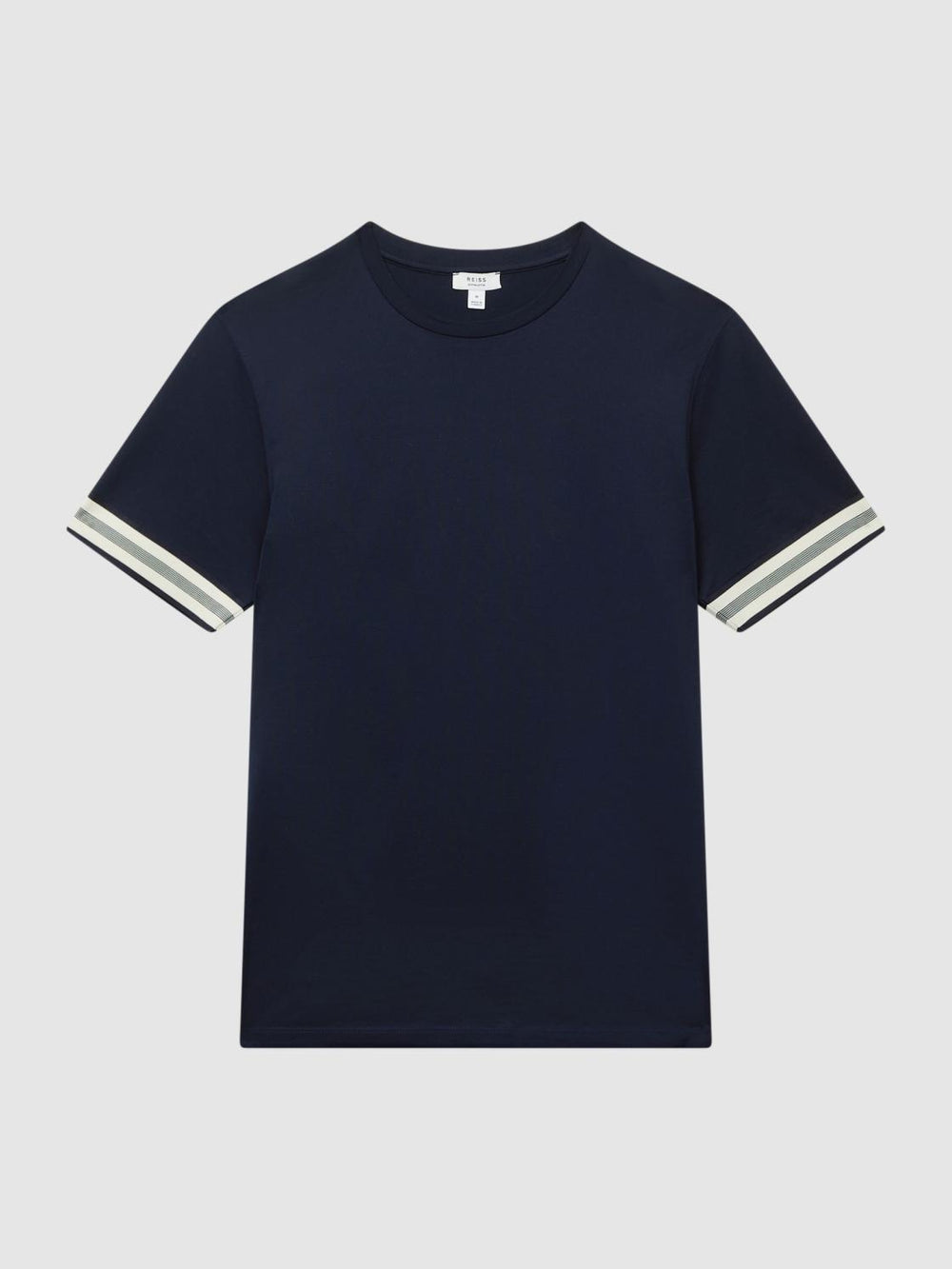Reiss T-Shirts | Dune Mercerised Cotton Striped T-Shirt Navy - Men