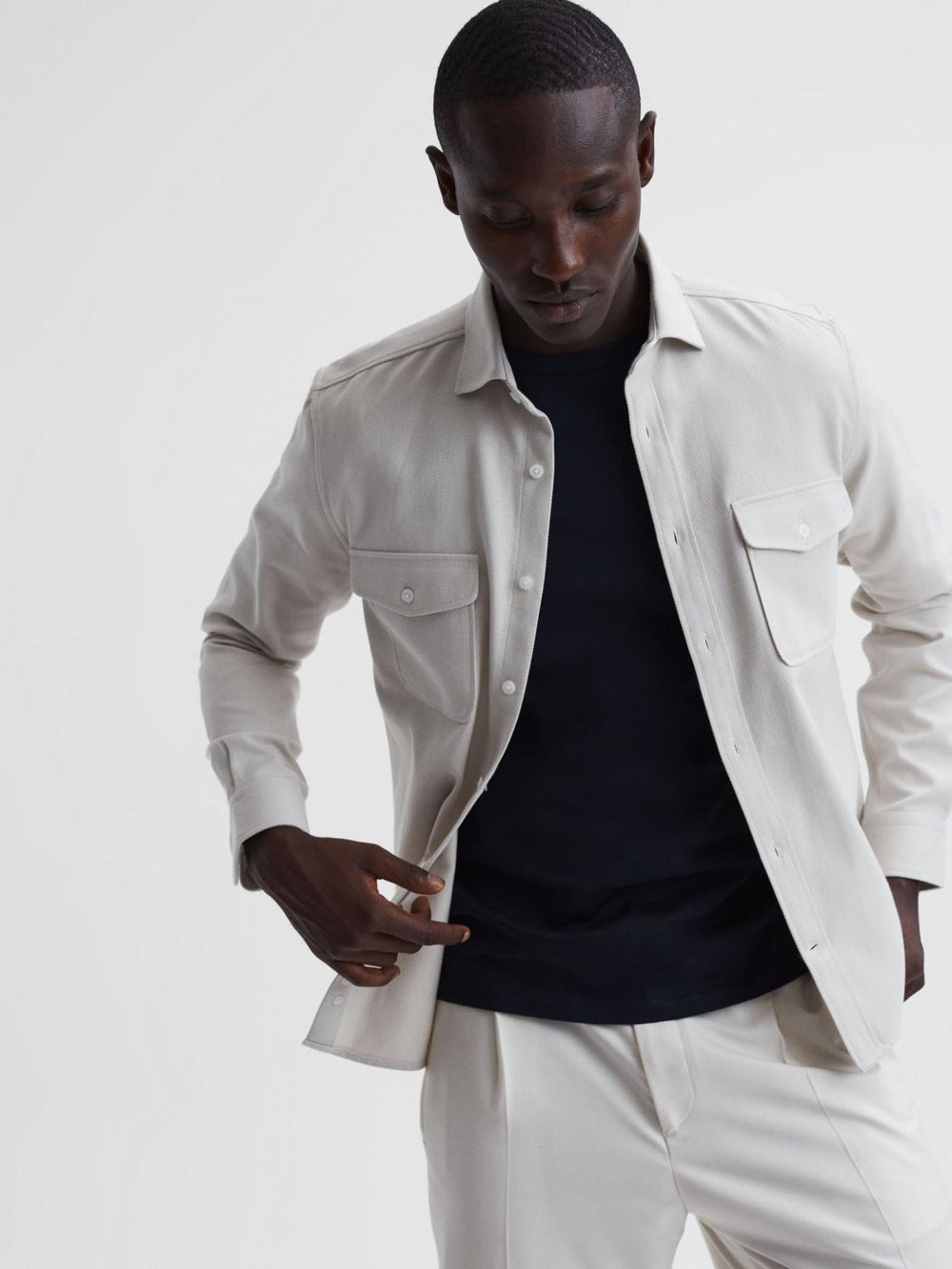 Reiss T-Shirts | Dune Mercerised Cotton Striped T-Shirt Navy - Men