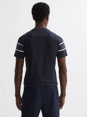 Reiss T-Shirts | Hearts Slim Fit Mercerised Cotton Crew Neck T-Shirt Blue Multi - Men