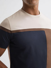 Reiss T-Shirts | Holborn Mercerised Cotton Colourblock T-Shirt Navy Multi - Men