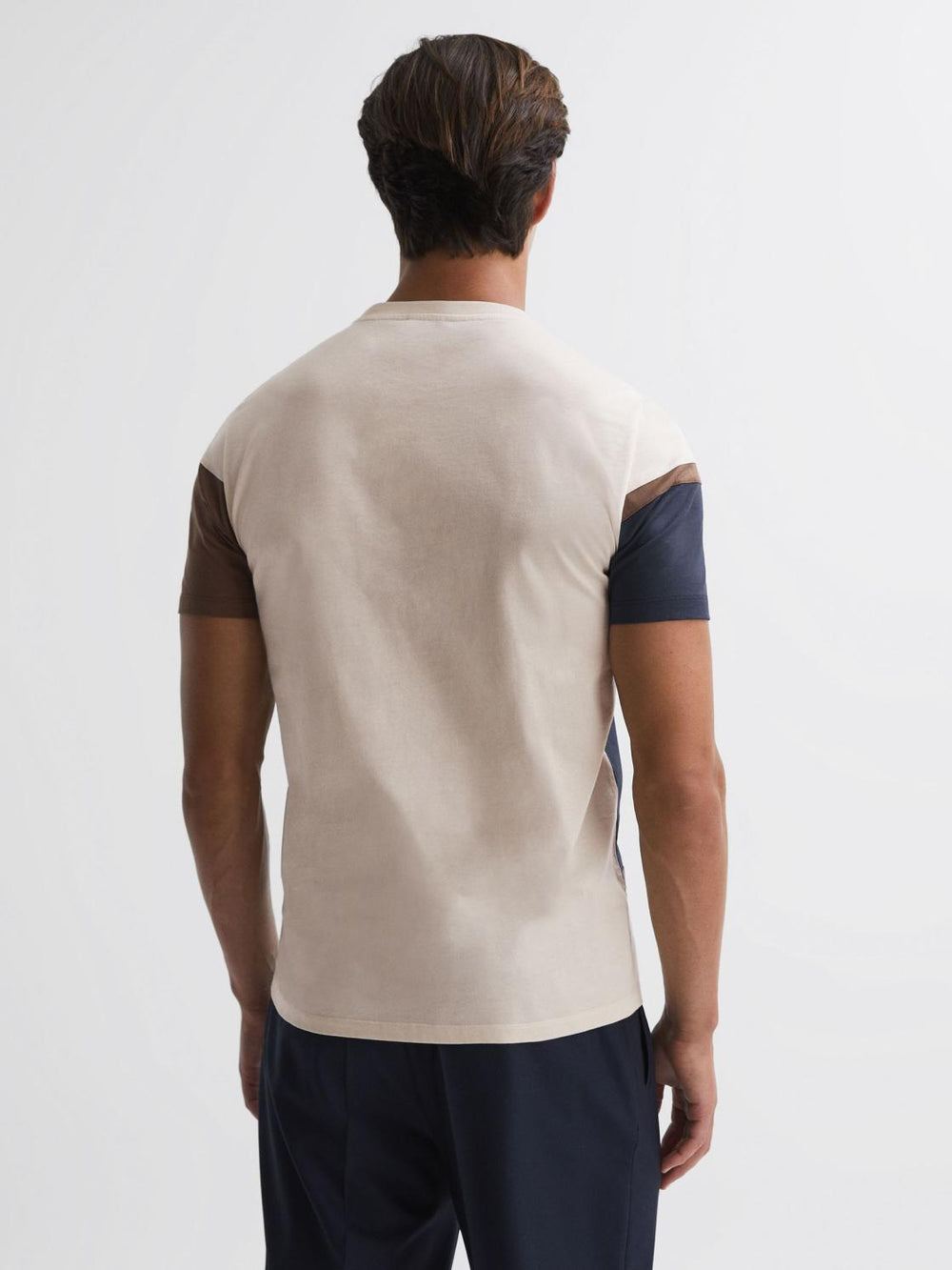 Reiss T-Shirts | Holborn Mercerised Cotton Colourblock T-Shirt Navy Multi - Men