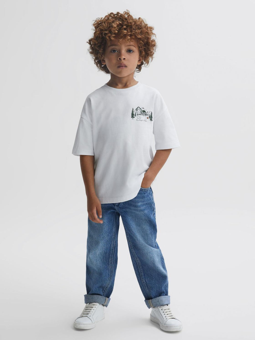 Reiss T-Shirts | Ivan Cotton Crew Neck Motif T-Shirt Ecru - Children