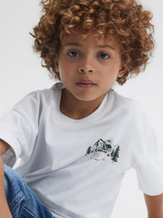 Reiss T-Shirts | Ivan Cotton Crew Neck Motif T-Shirt Ecru - Children