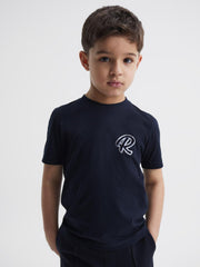 Reiss T-Shirts | Jude Motif Crew Neck T-Shirt Navy - Children