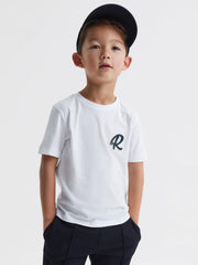 Reiss T-Shirts | Jude Motif Crew Neck T-Shirt White - Children