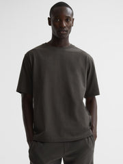 Reiss T-Shirts | Tate Oversized Garment Dye T-Shirt Fern Green - Men
