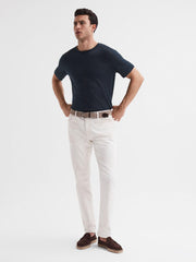 Reiss T-Shirts | Venice Linen Crew Neck T-Shirt Navy - Men