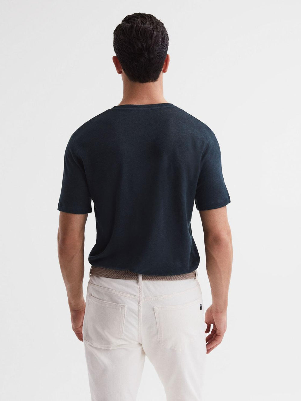 Reiss T-Shirts | Venice Linen Crew Neck T-Shirt Navy - Men