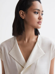 Reiss T-Shirts & Vests | Delia V-Neck Short Sleeve Top Black - Women