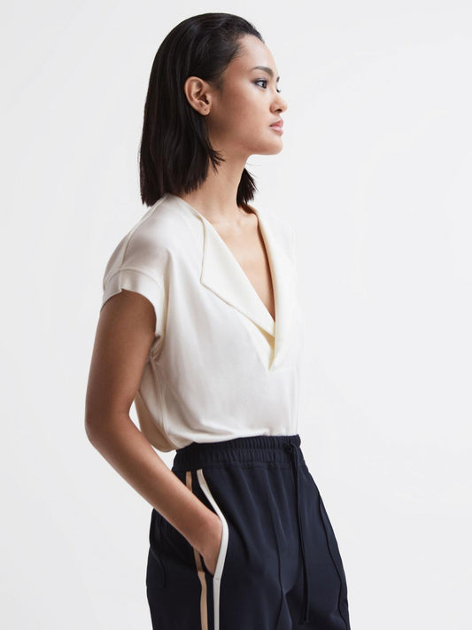 Reiss T-Shirts & Vests | Delia V-Neck Short Sleeve Top Black - Women