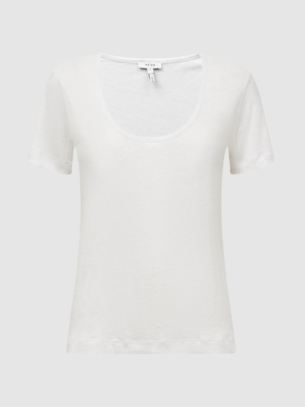 Reiss T-Shirts & Vests | Frances Linen Scoop Neck T-Shirt White - Women