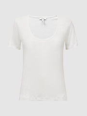 Reiss T-Shirts & Vests | Frances Linen Scoop Neck T-Shirt White - Women