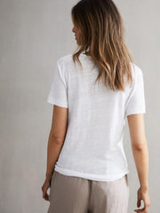 Reiss T-Shirts & Vests | Frances Linen Scoop Neck T-Shirt White - Women
