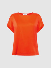 Reiss T-Shirts & Vests | Helen Silk Front Crew Neck T-Shirt Mint - Women