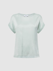 Reiss T-Shirts & Vests | Helen Silk Front Crew Neck T-Shirt Mint - Women