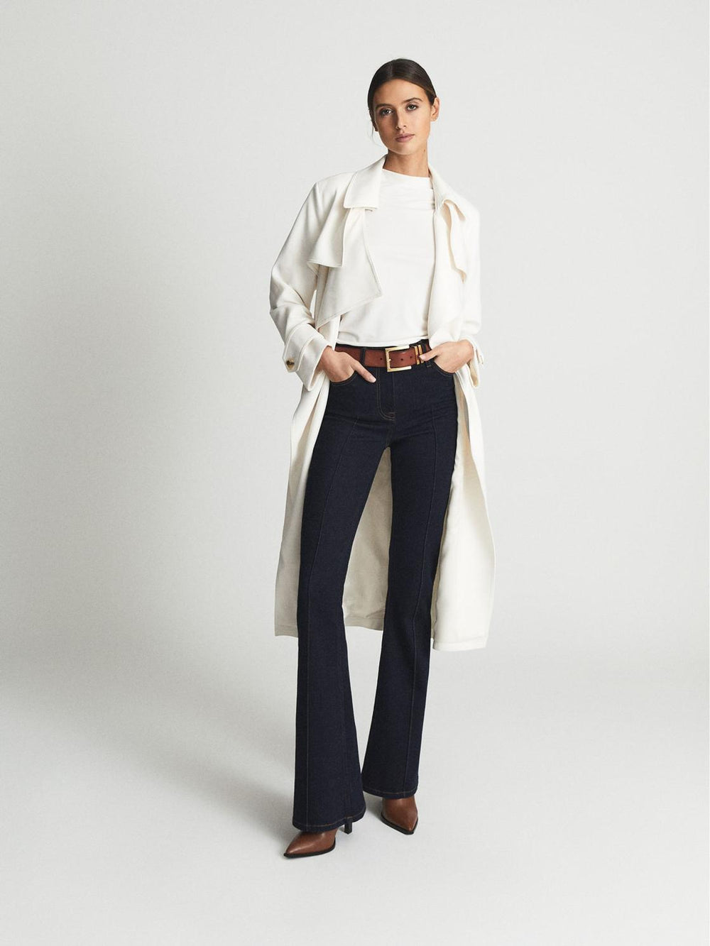 Reiss T-Shirts & Vests | Poppy High Neck Jersey Top Cream - Women