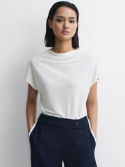 Reiss T-Shirts & Vests | Poppy High Neck Jersey Top Cream - Women