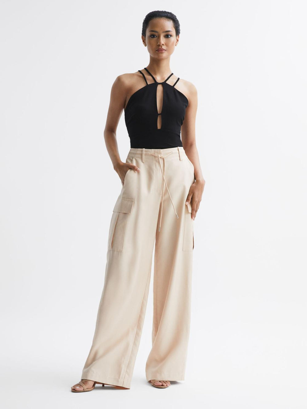 Reiss T-Shirts & Vests | Raquel Strappy Cut-Out Top Black - Women