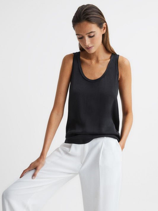 Reiss T-Shirts & Vests | Riley Silk Front Vest Aqua - Women