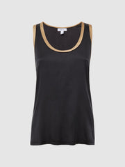 Reiss T-Shirts & Vests | Riley Silk Front Vest Aqua - Women
