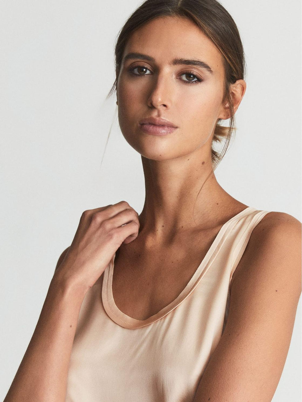 Reiss T-Shirts & Vests | Riley Silk Front Vest Aqua - Women