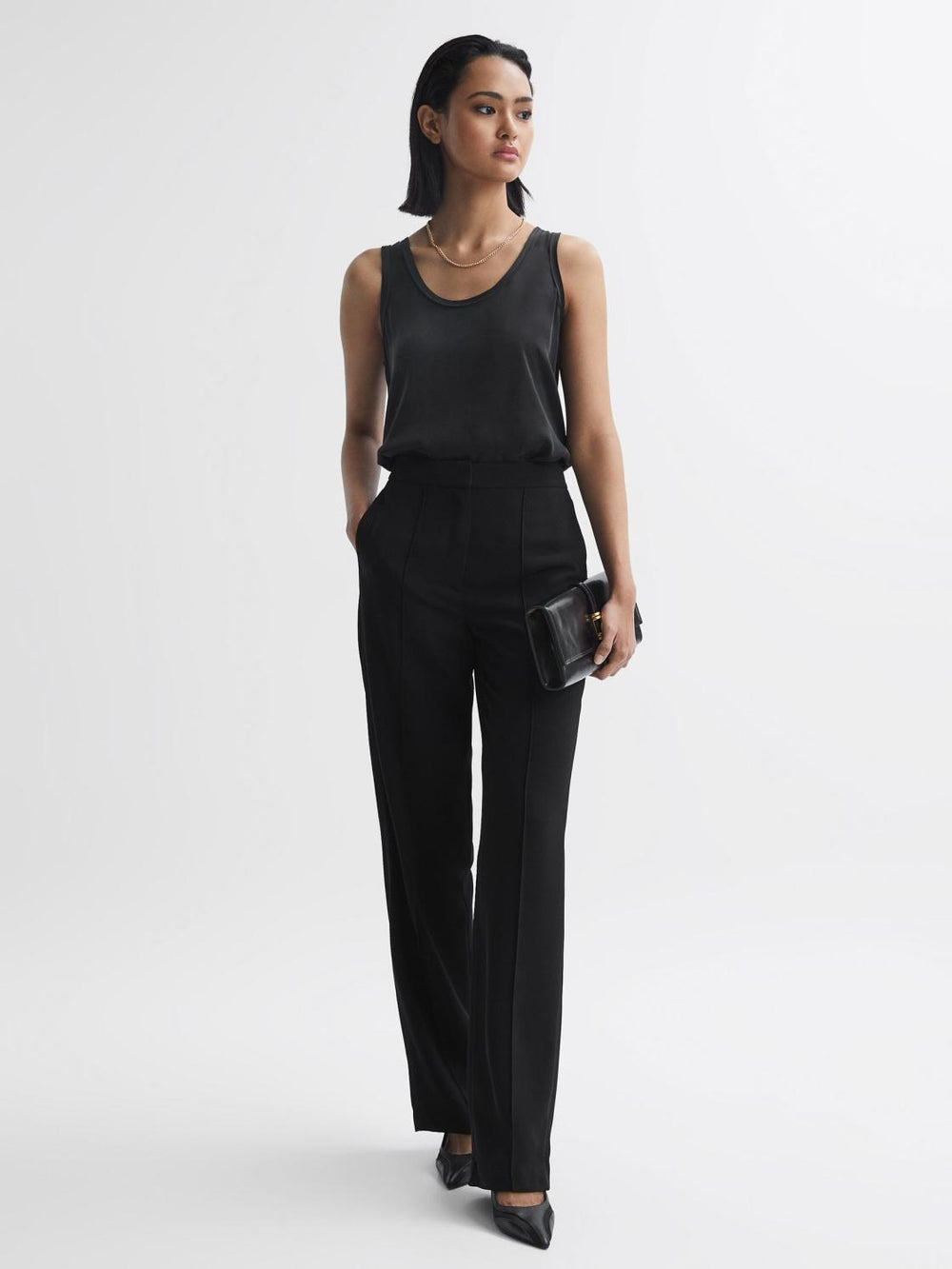 Reiss T-Shirts & Vests | Riley Silk Front Vest Aqua - Women